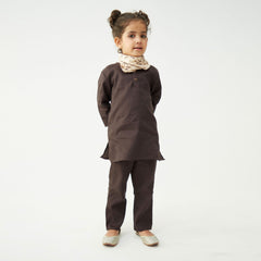 kurta pyjama set for kids, chocolate brown set combination, casual and partywear