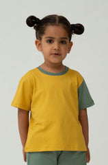 Multi-pack of Saltpetre t-shirt, shorts & joggers for kids, yellow, blue and green, casual kids wear, boys, girls, unisex