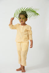 kurta pyjama set for kids, yellow color, casual and party wear
