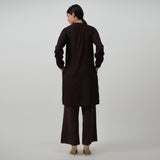 Esther Pintuck Yoke Tunic Dress - Coffee Brown