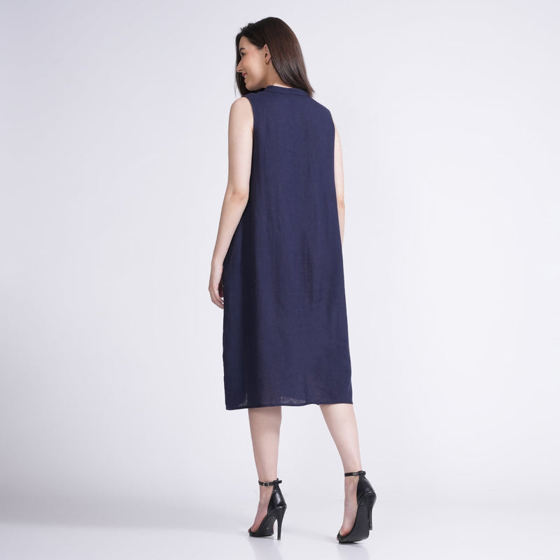 Evie A-Line Dress - Navy