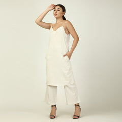 Slip Set Of 2 - Dress & Pants - Ecru