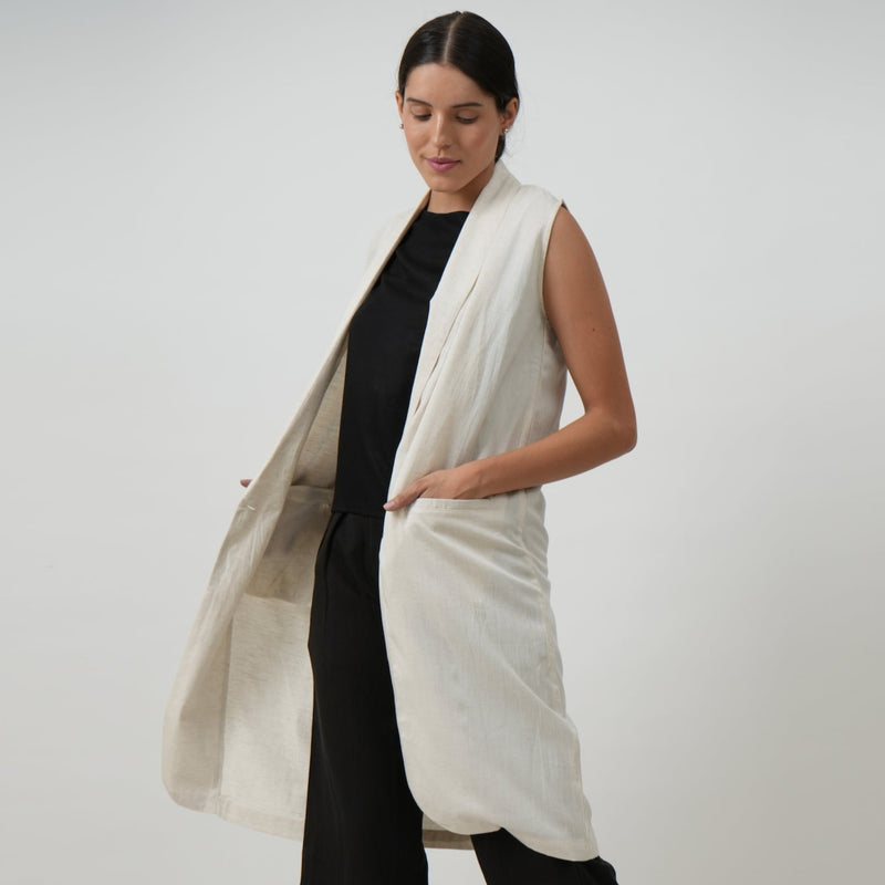 Ava Vest Jacket - Textured White