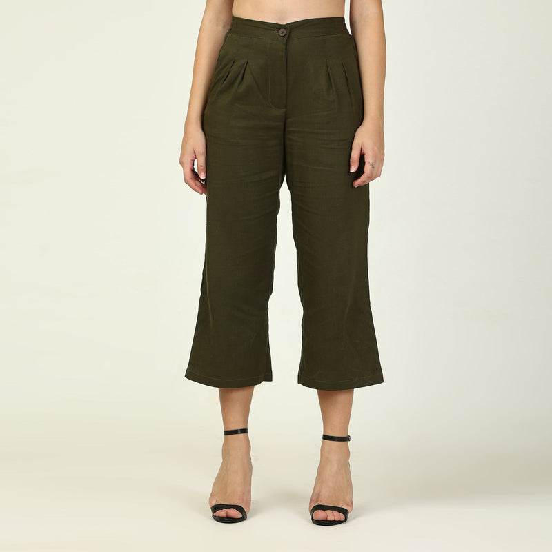 Barrel Leg Pants - Olive