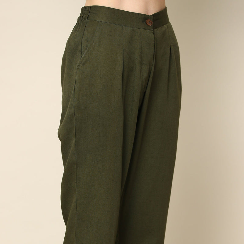 Barrel Leg Pants - Olive