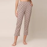 Pajama Pants - Taupe With All Over Pine Tree Print