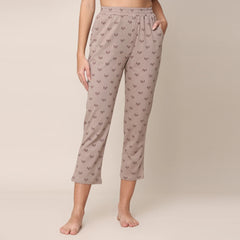 Pajama Pants > Taupe With All Over Pine Tree Print