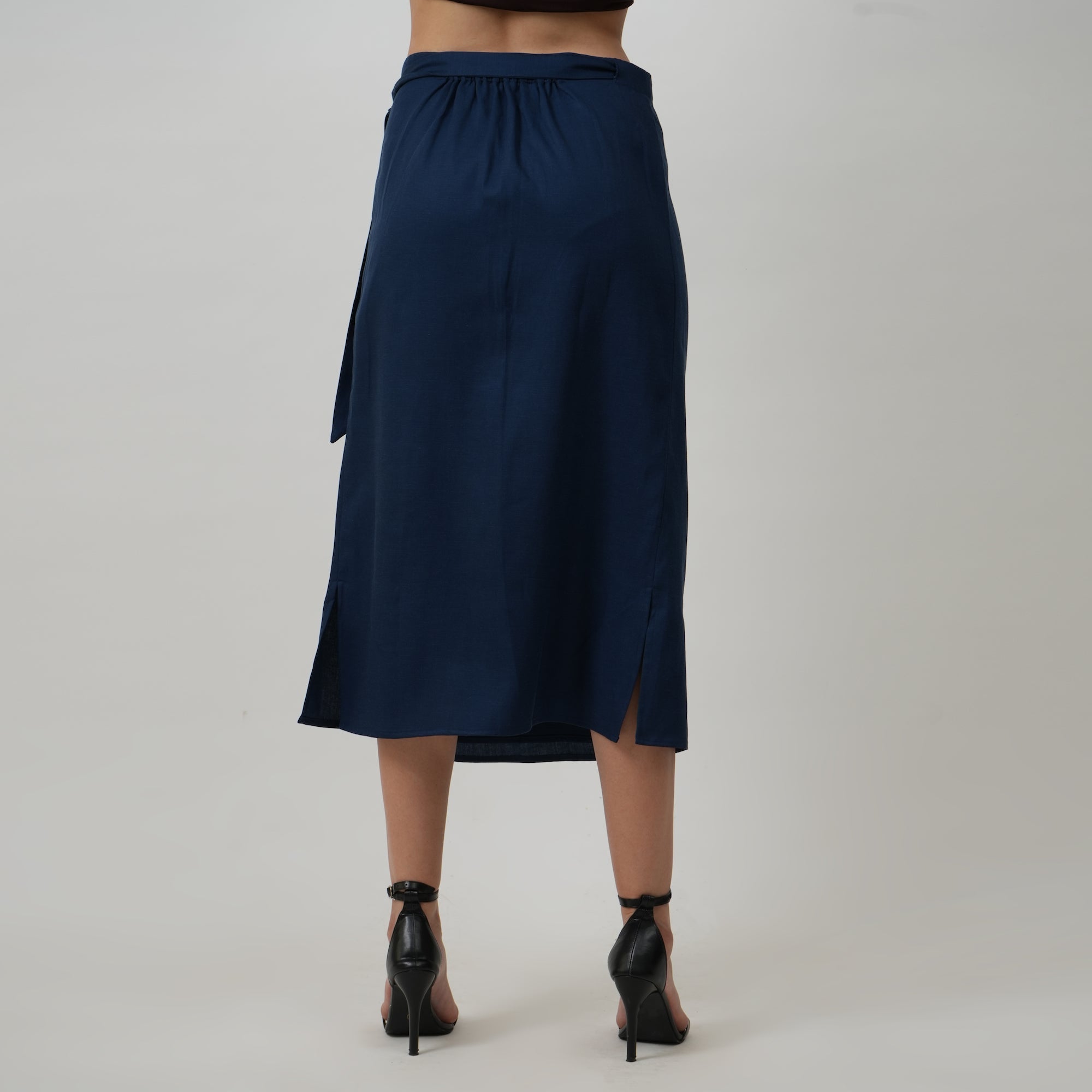 Stella Set of 2 - Shell Top & Wrap Skirt Coffee Brown & Navy Blue