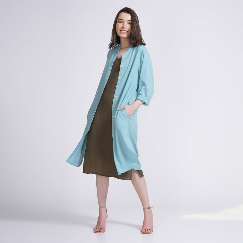 Jackie Set of 2 - Overlay & Dress - Blue & Olive