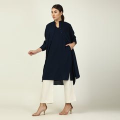 Jackie Set Of 3 - Overlay, Dress & Pants - Navy, Ecru