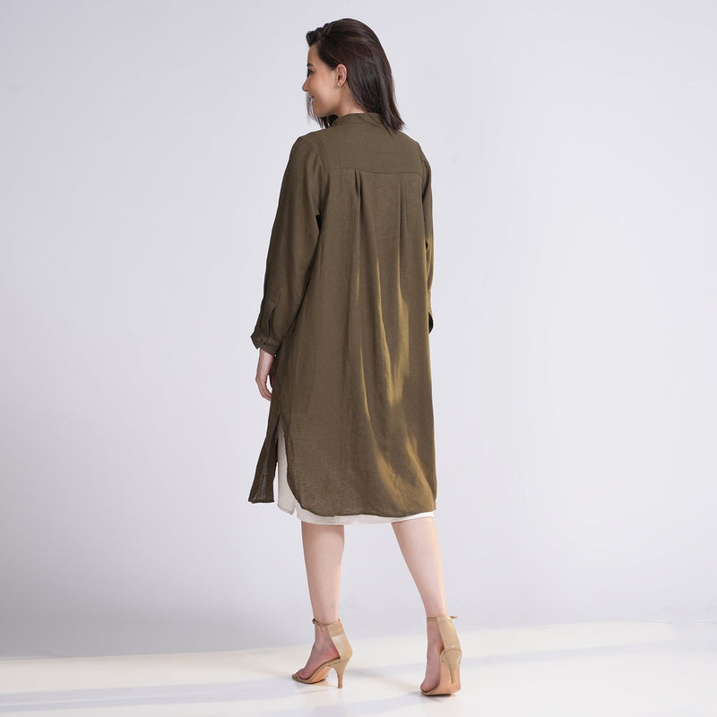 Jackie Set of 2 - Overlay & Dress - Olive & Ecru