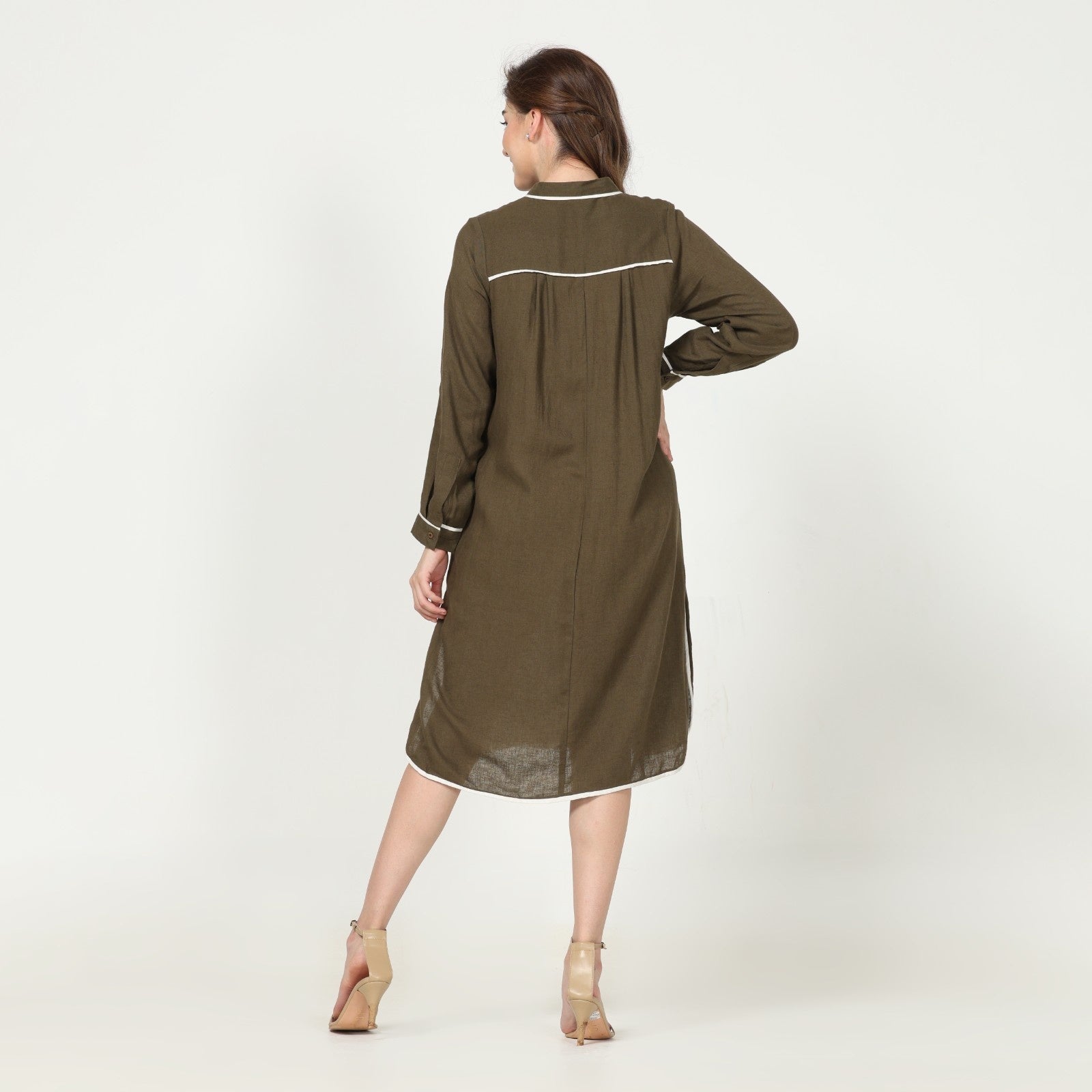 Long Shirt - Olive Green With Contrast Edging - Limited Edition
