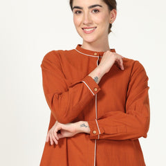 Long Shirt - Autumn Rust With Contrast Edging - Limited Edition