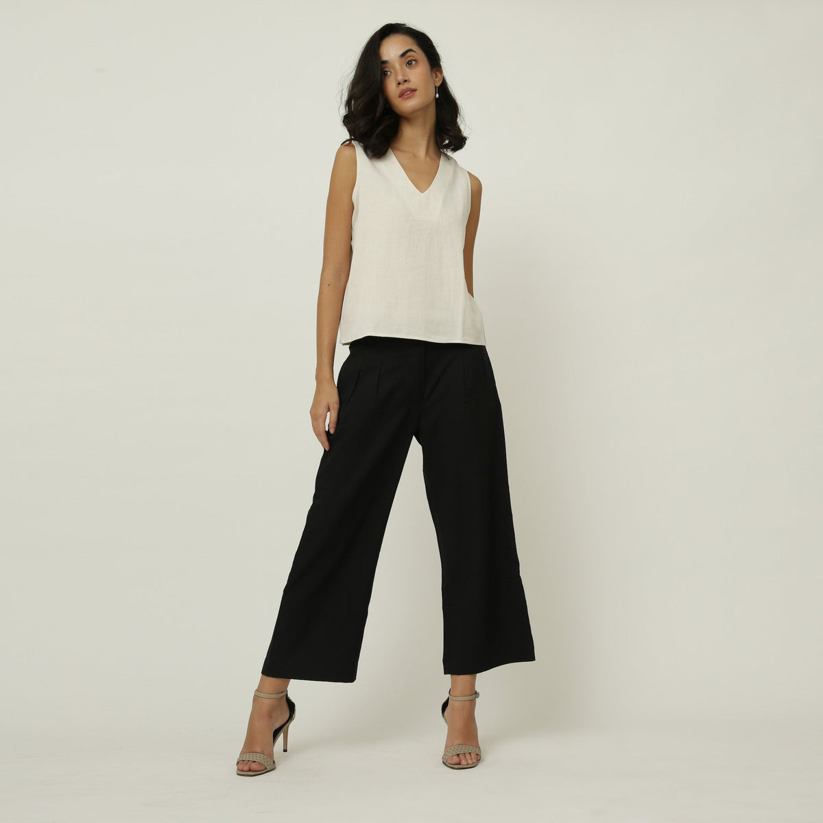 Shell V-Neck Top - Ecru