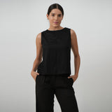 Ava Set of 3 - Long Vest Jacket, Shell Top & Pants - Black & White