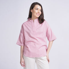 Kimono Top - Pastel Pink Check