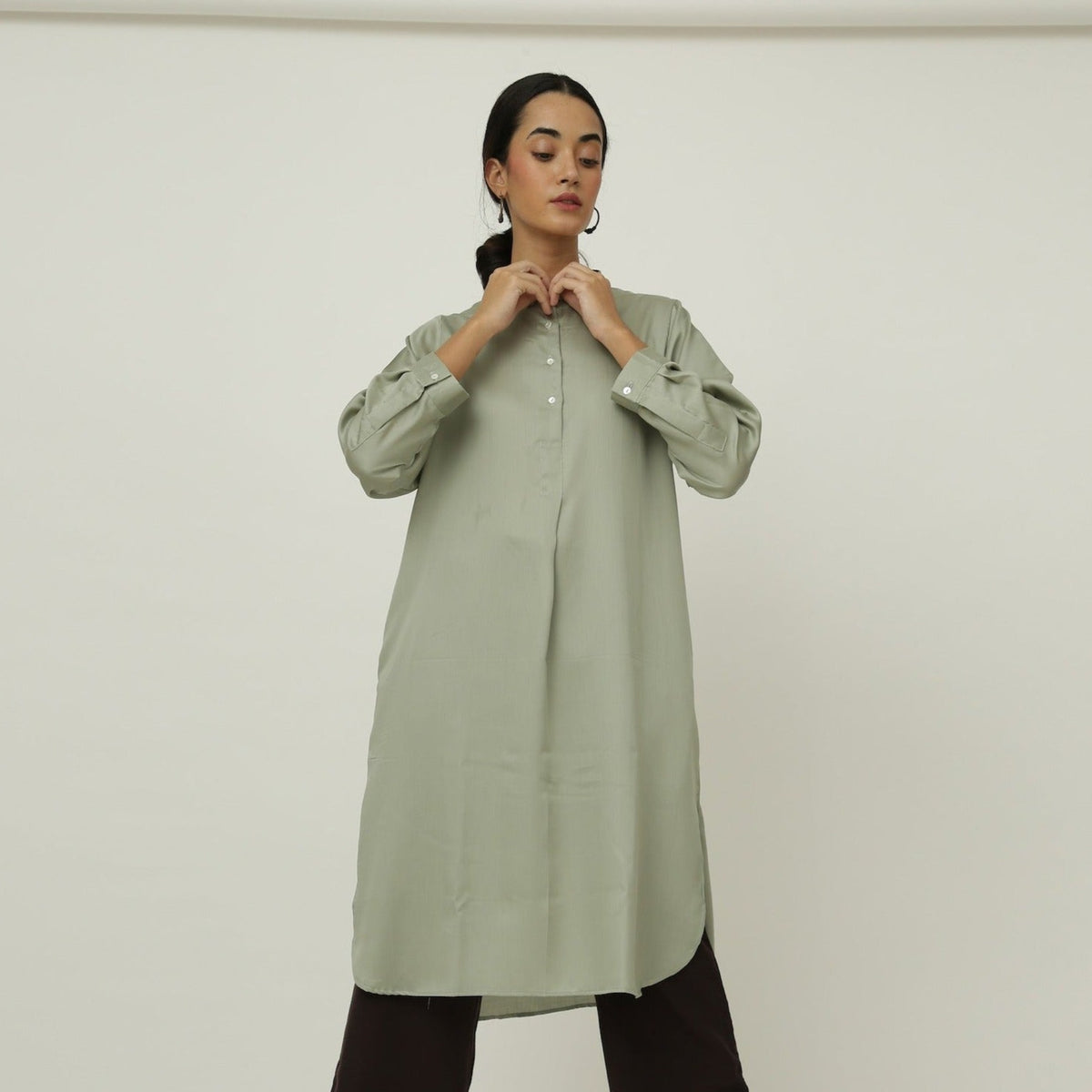 Pleated Tunic - Sage Green