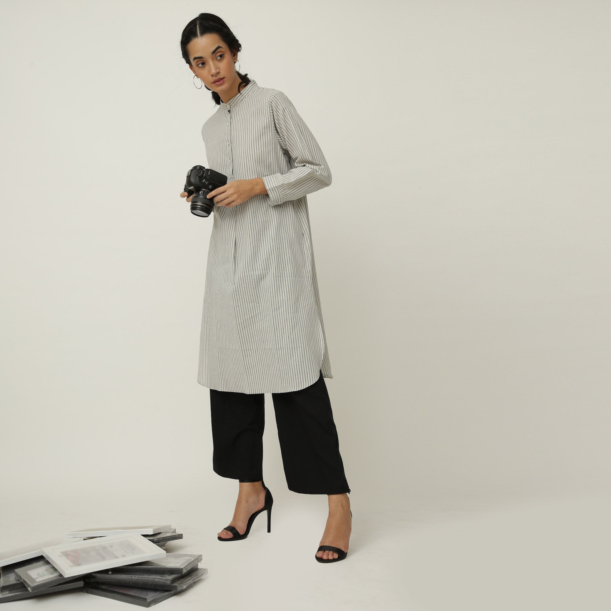 Pleated Tunic > White Stripe