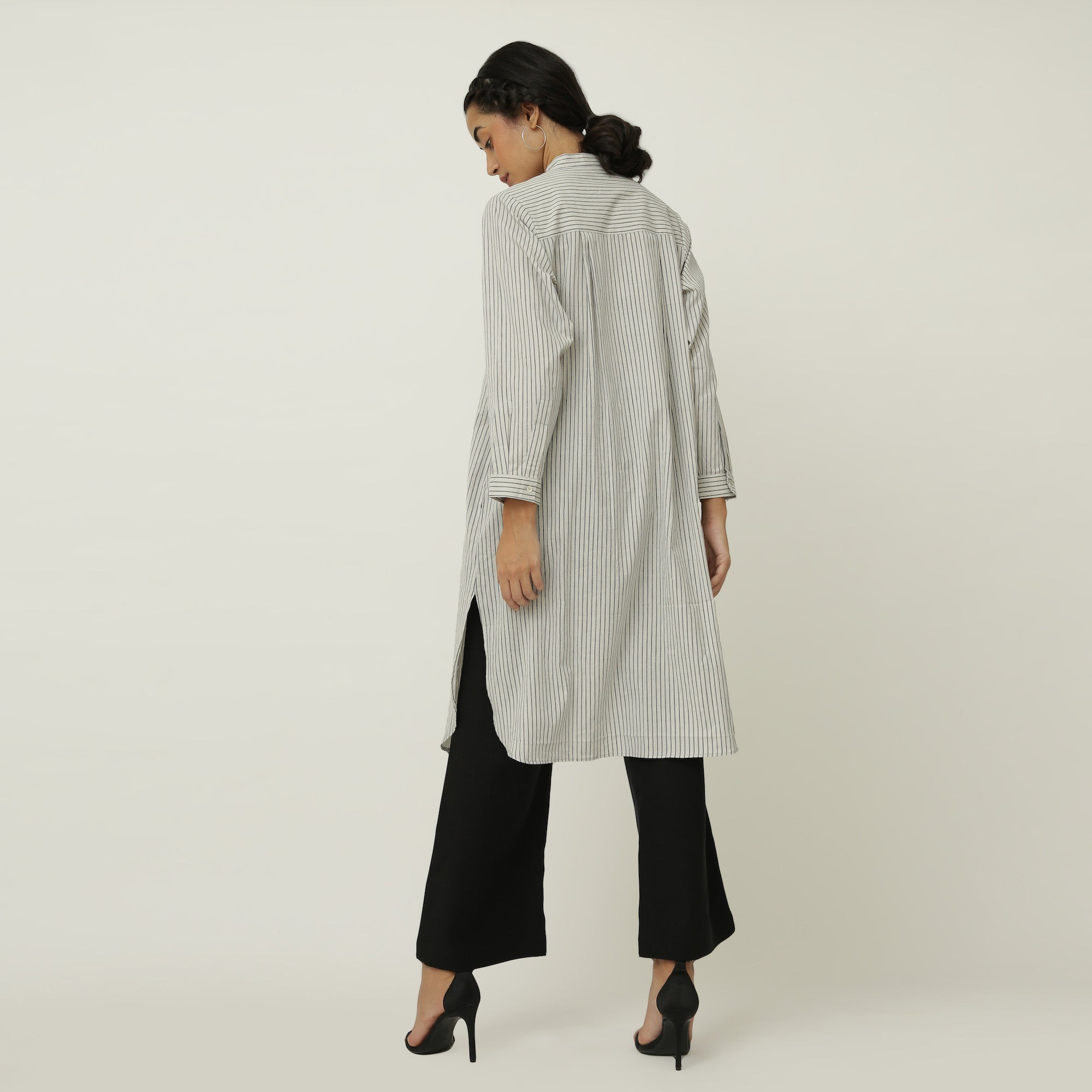 Pleated Tunic > White Stripe