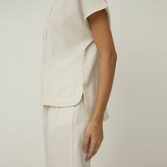 Flap Neck Top > White