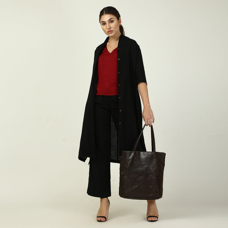 Dakota Set Of 3 - Overlay, Top & Pants - Black, Maroon
