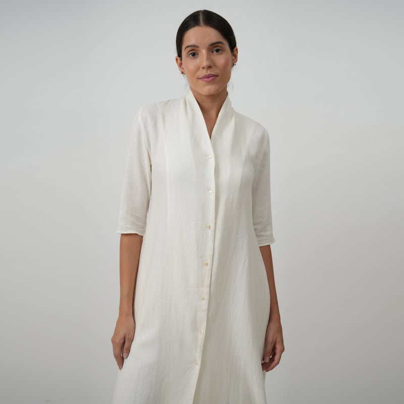 Dakota Long Shirt Jacket - Soft Textured White