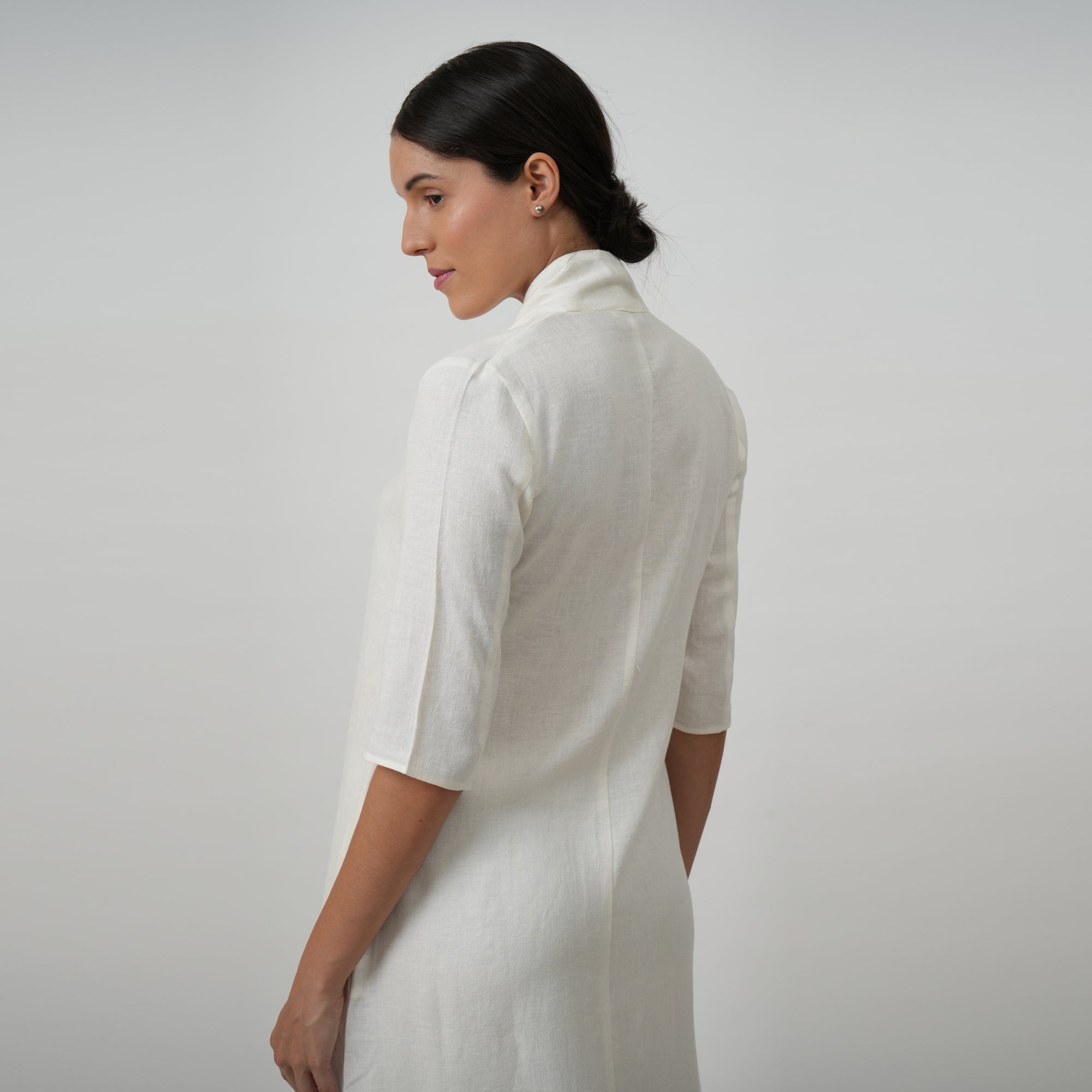 Dakota Set of 2 - Long Shirt & Jackie Dress - Textured White & Navy Blue
