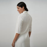 Dakota Set Of 2 - Long Shirt Jacket & Dress - Textured White & Navy Blue