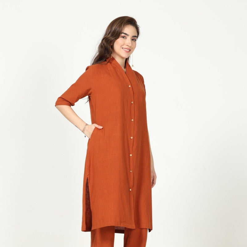 Dakota Long Shirt Jacket - Autumn Rust
