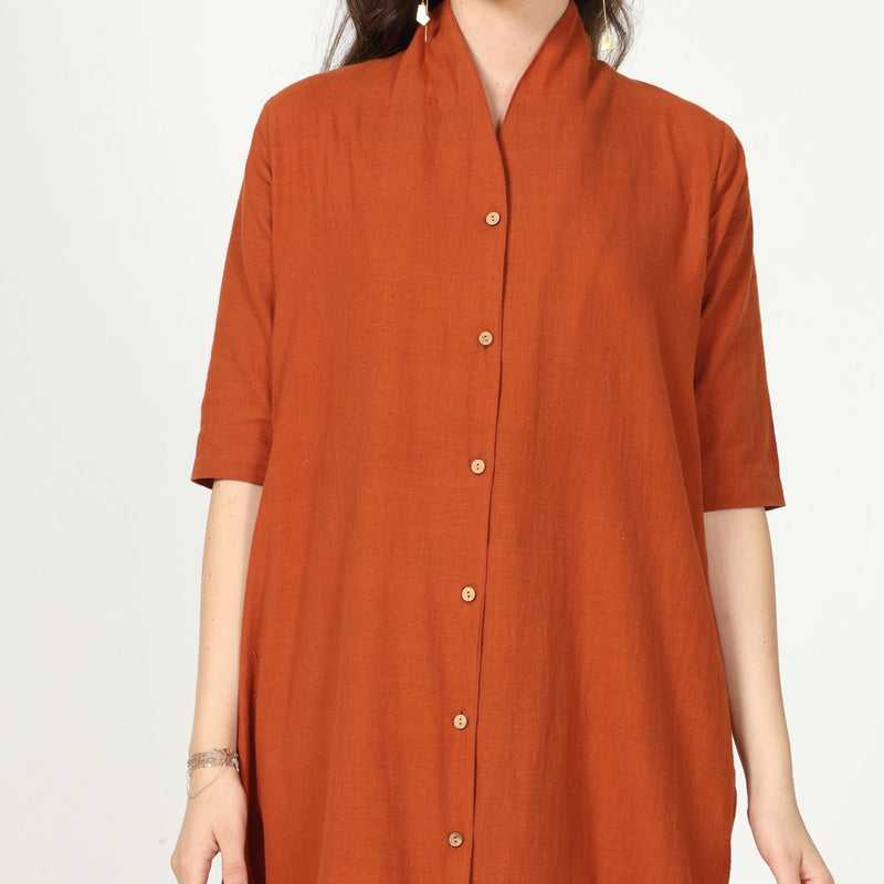 Dakota Long Shirt Jacket - Autumn Rust