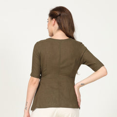 Evelyn Wrap Top - Olive Green