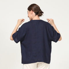 Ella Drop Shoulder Shirt - Navy Blue