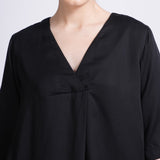Diana Front Pleat Top - Black