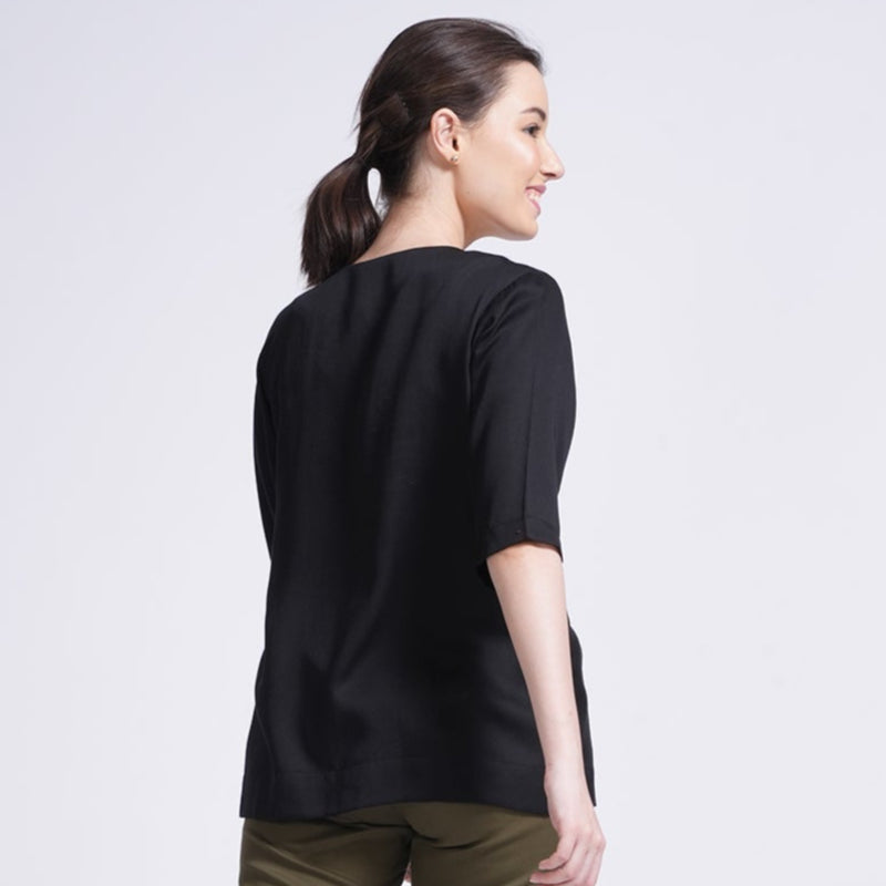 Diana Front Pleat Top - Black