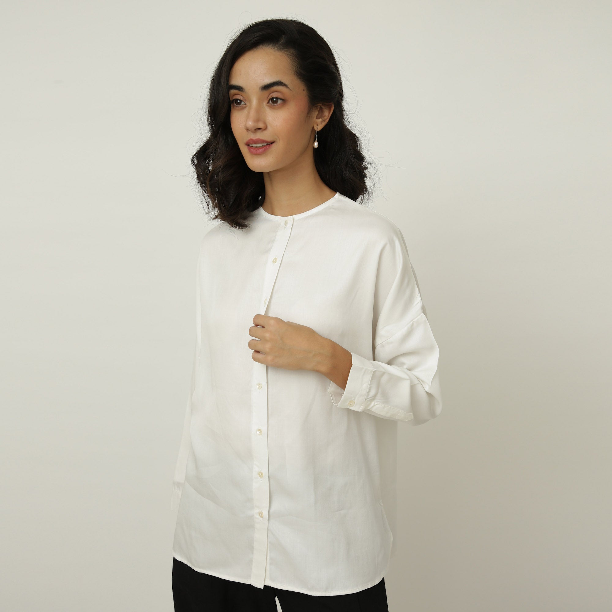Uncollared Shirt - White