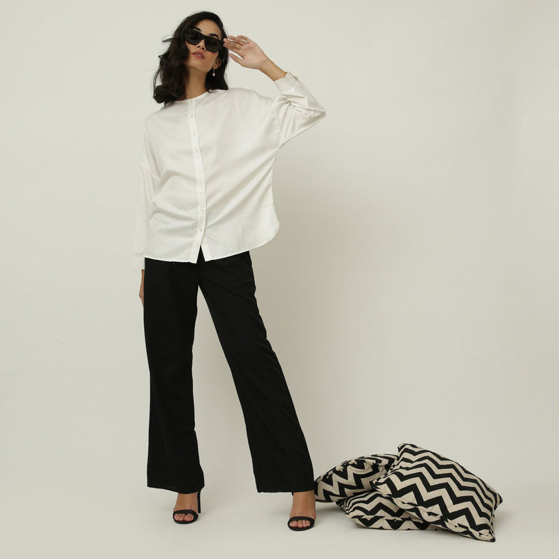 Uncollared Shirt - White