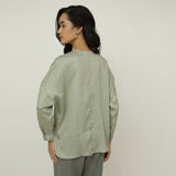 Uncollared Shirt - Sage Green