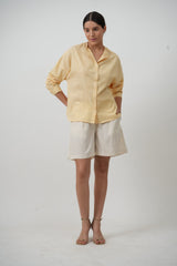 Uncollar Shirt - Sunshine Yellow Stripe