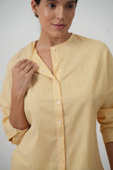 Uncollar Shirt - Sunshine Yellow Stripe