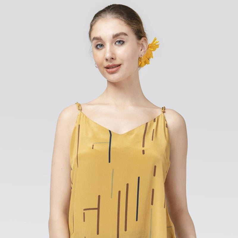Oh Slip Top - Mustard Cedar Print - Limited Edition