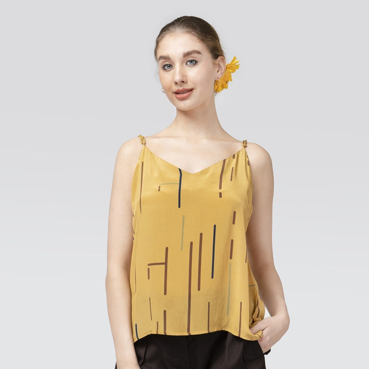 Oh Slip Top - Mustard Cedar Print - Limited Edition