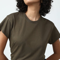 Oceanic Set of 2- Round Neck T-Shirt & Wrap Skirt- Olive & Navy