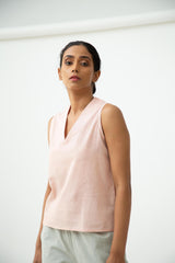 Saltpetre womens wear, indo-western shell top for semi formal, casual, occassional wear. Comfortably elegant woth delivate feminine straps in lily colour.