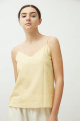 Saltpetre womens wear, indo-western slip top for semi formal, casual, occassional wear. Comfortably elegant woth delivate feminine straps in sunshine yellow colour.